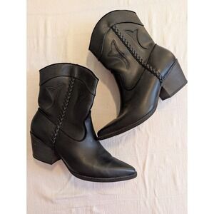 Womens Universal Thread Black Cowboy Western Ankle Boots Size 8.5
